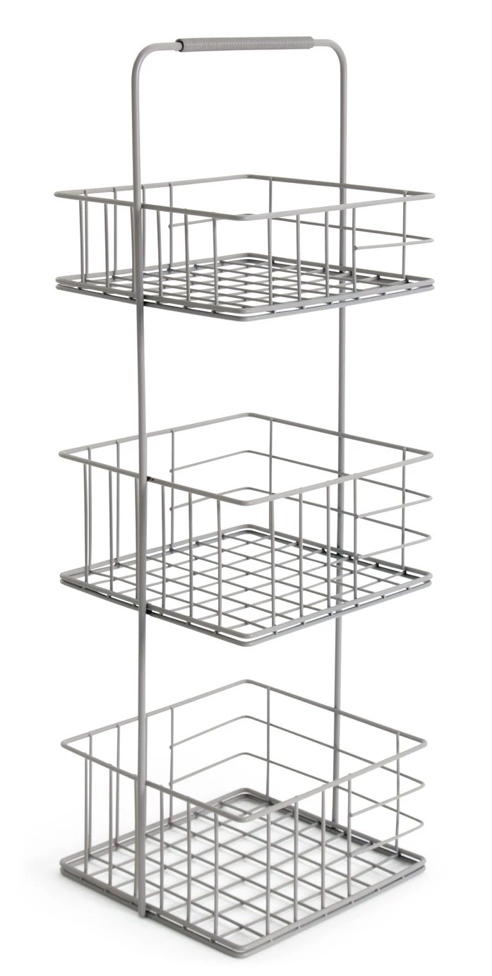 Discount - Habitat Freestanding 3 Tier Storage Caddy Grey Bathroom Storage