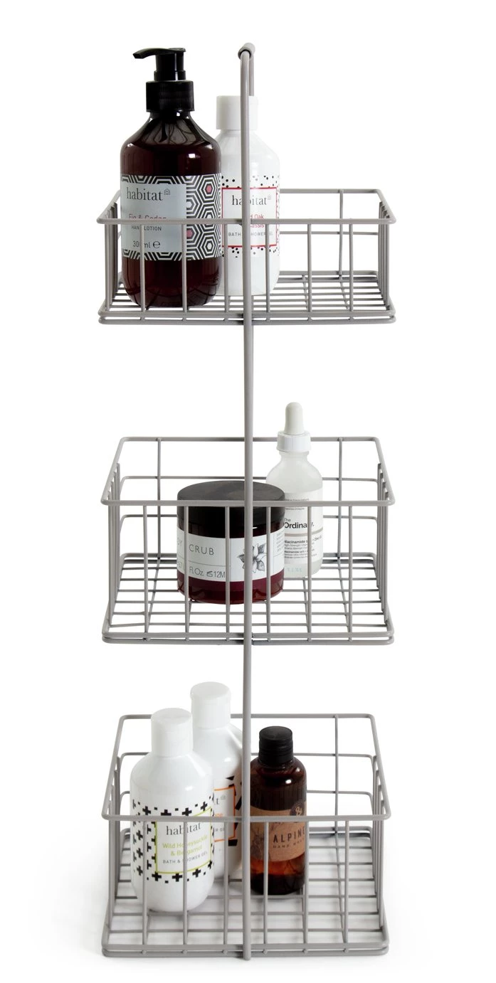 Discount - Habitat Freestanding 3 Tier Storage Caddy Grey Bathroom Storage - Image 2
