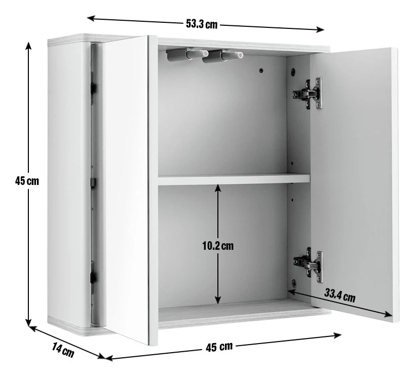 Shipping Included - Habitat Freja 2 Door Mirrored Cabinet Grey Bathroom Storage - Image 4