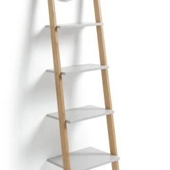 Best Price - Habitat Bamboo Ladder With Mirror Shelving Unit Two Tone Freestanding Bathroom Cabinets