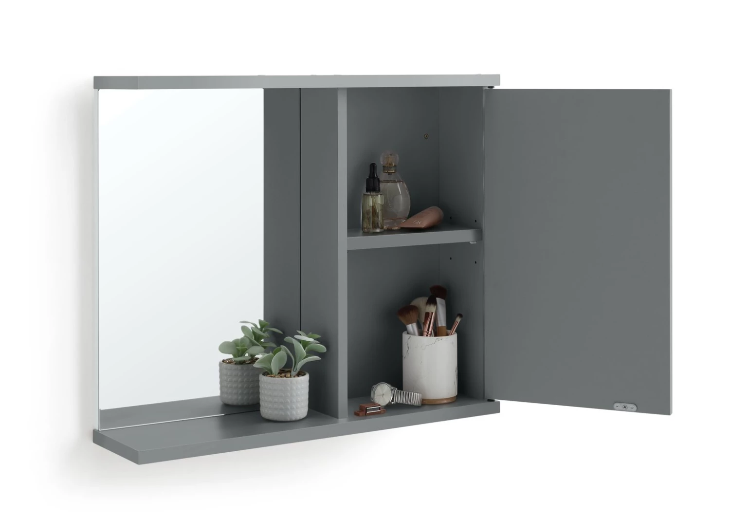 On Sale - Habitat Zander 1 Door Mirrored Cabinet Grey Furniture - Image 3