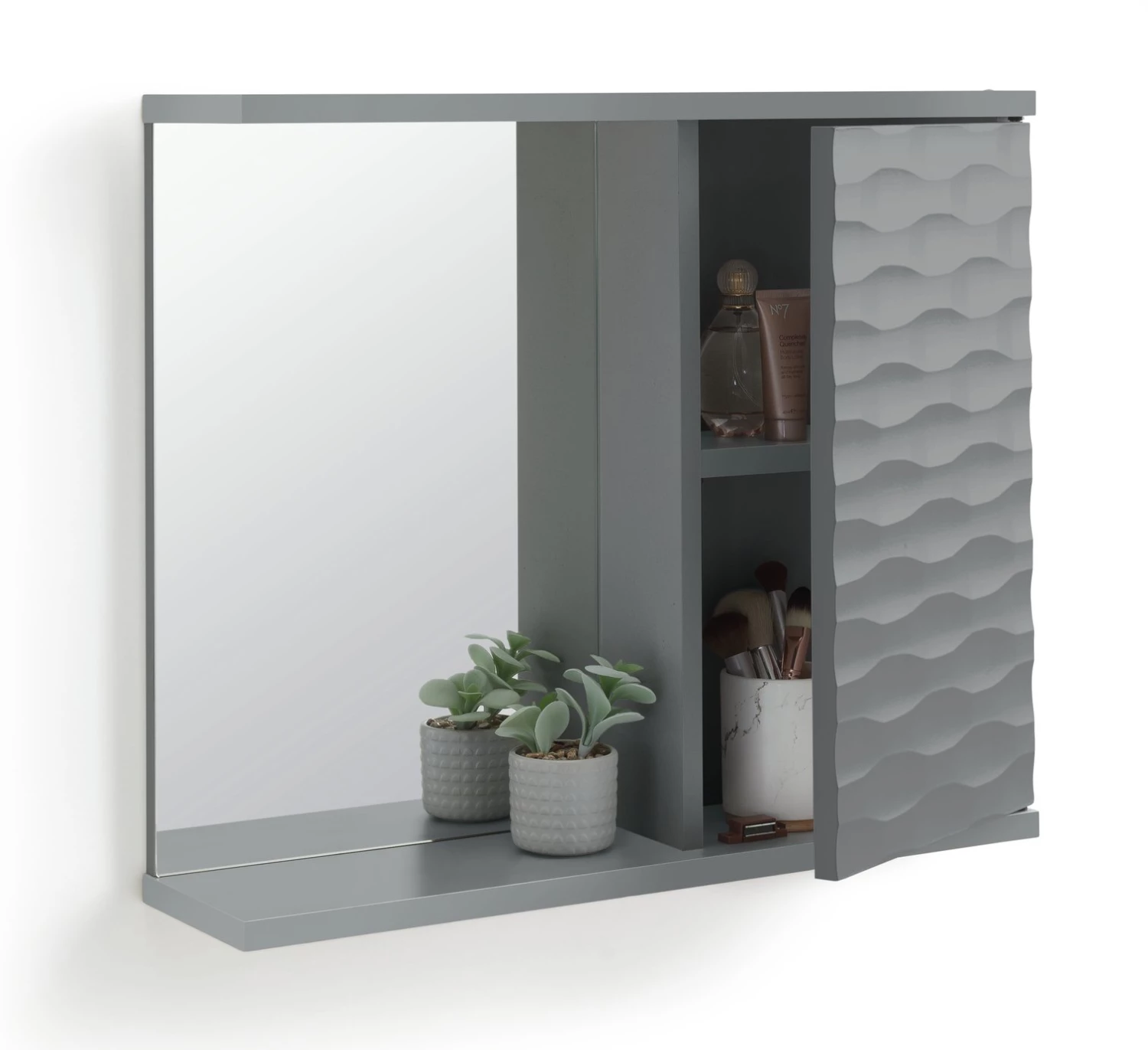 On Sale - Habitat Zander 1 Door Mirrored Cabinet Grey Furniture - Image 6