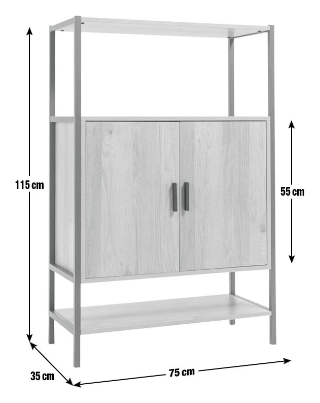 Free Shipping - Habitat Loft Living 2 Door Cabinet Oak Freestanding Bathroom Cabinets - Image 4