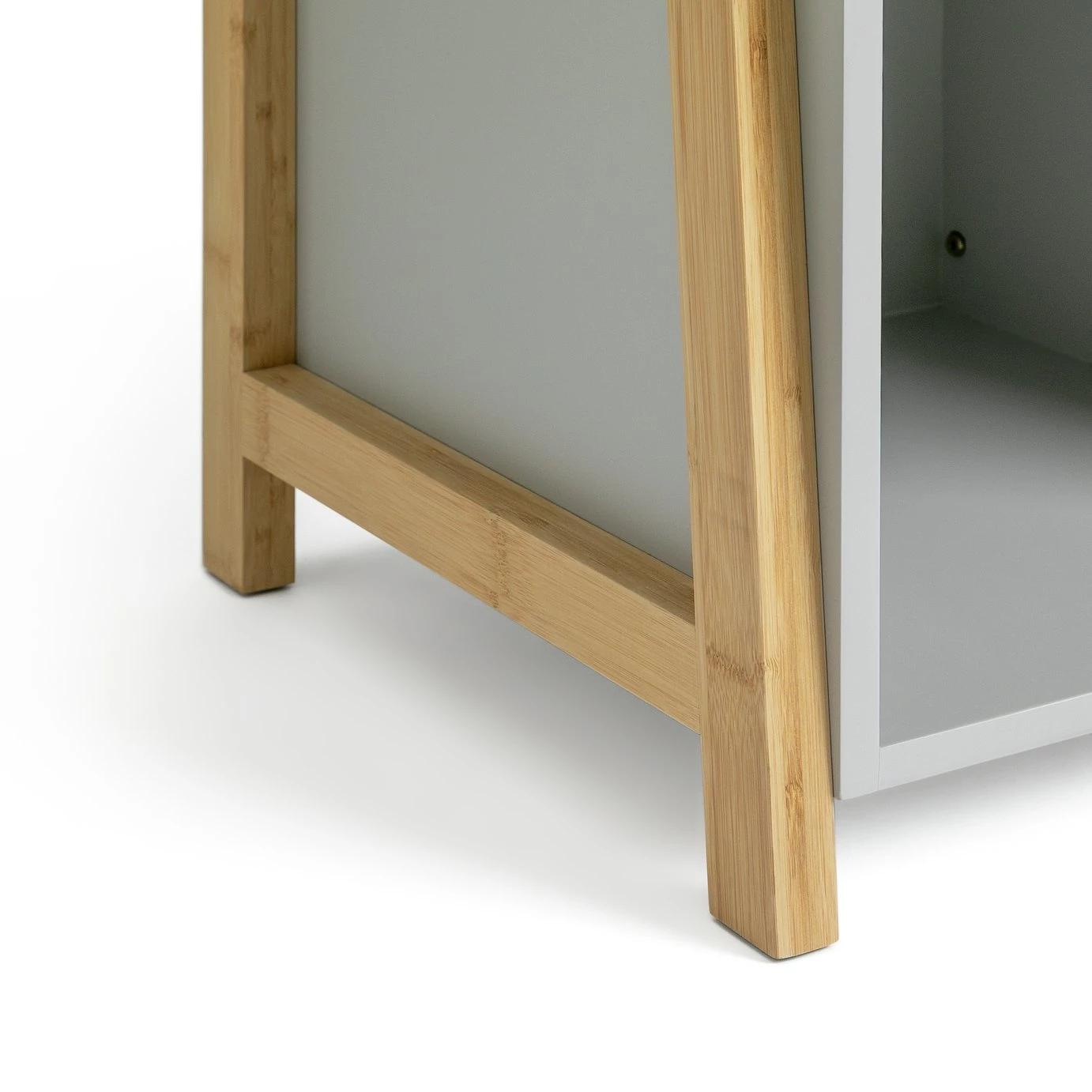 Free Shipping - Habitat Bamboo Mirrored Tallboy Grey Freestanding Bathroom Cabinets - Image 8