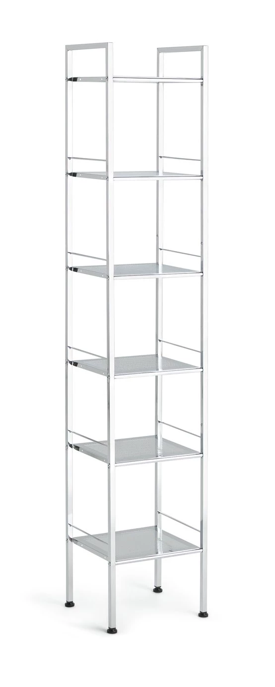 On Sale - Habitat 6 Tier Freestanding Storage Unit Silver Bathroom Storage