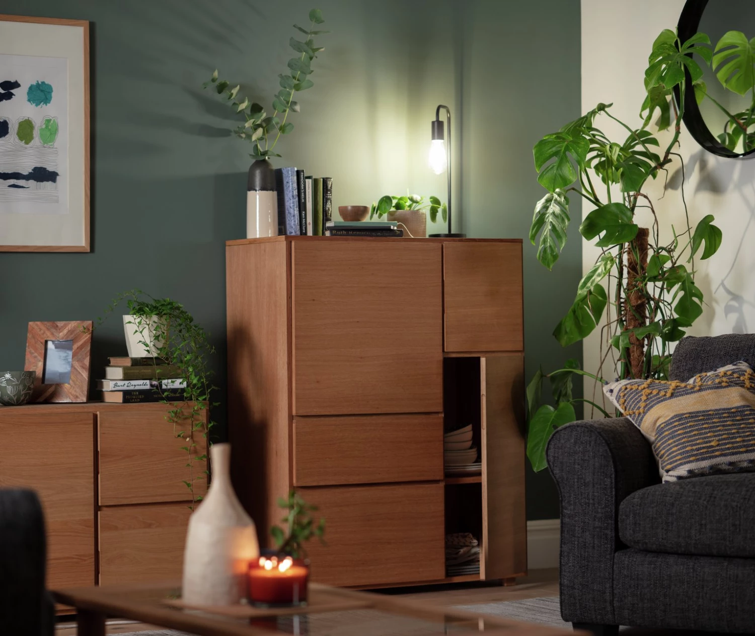 Shipping Included - Habitat Block 4 Door Storage Cabinet Oak Display Cabinets - Image 2