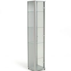 Best Price - Habitat 1 Door Glass Display Cabinet Silver Silver Effect Furniture