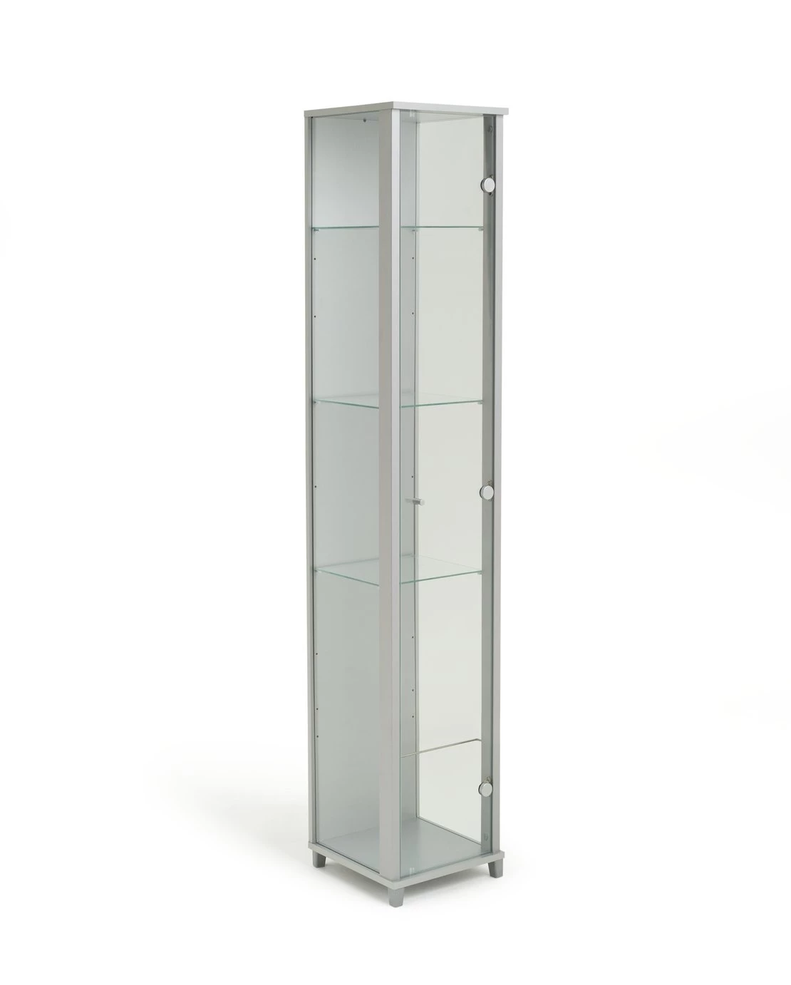 Best Price - Habitat 1 Door Glass Display Cabinet Silver Silver Effect Furniture