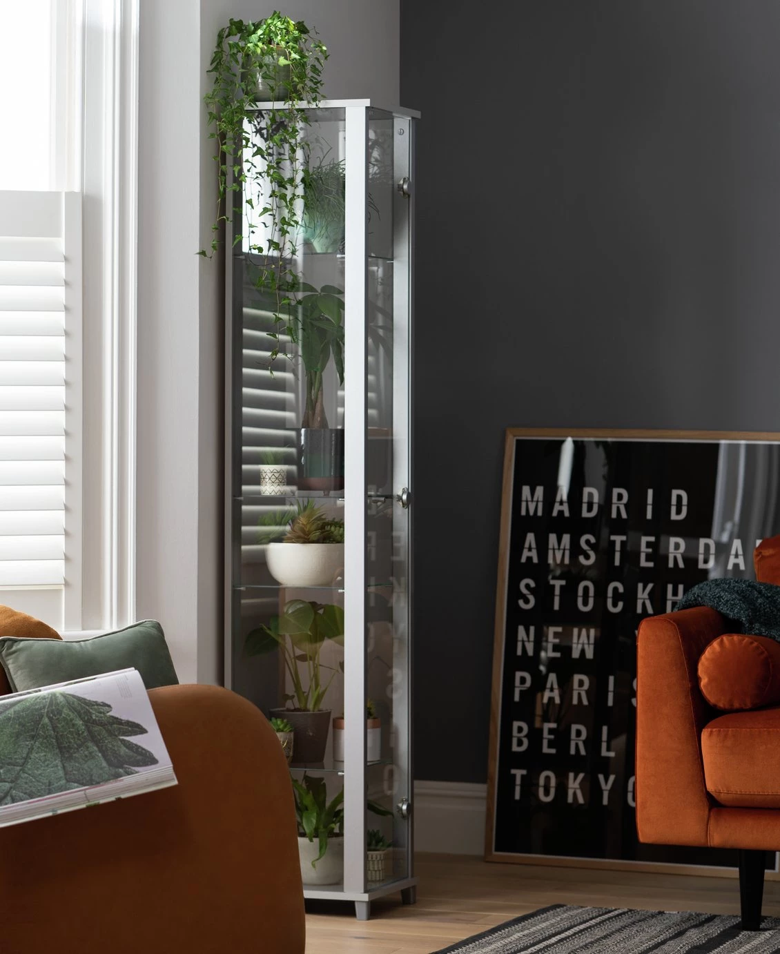 Best Price - Habitat 1 Door Glass Display Cabinet Silver Silver Effect Furniture - Image 2