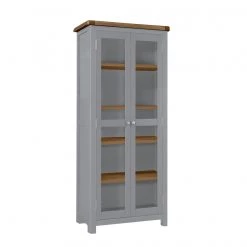 Flash Sale - Habitat Kent 2 Door Glass Display Cabinet Light Grey Display Cabinets