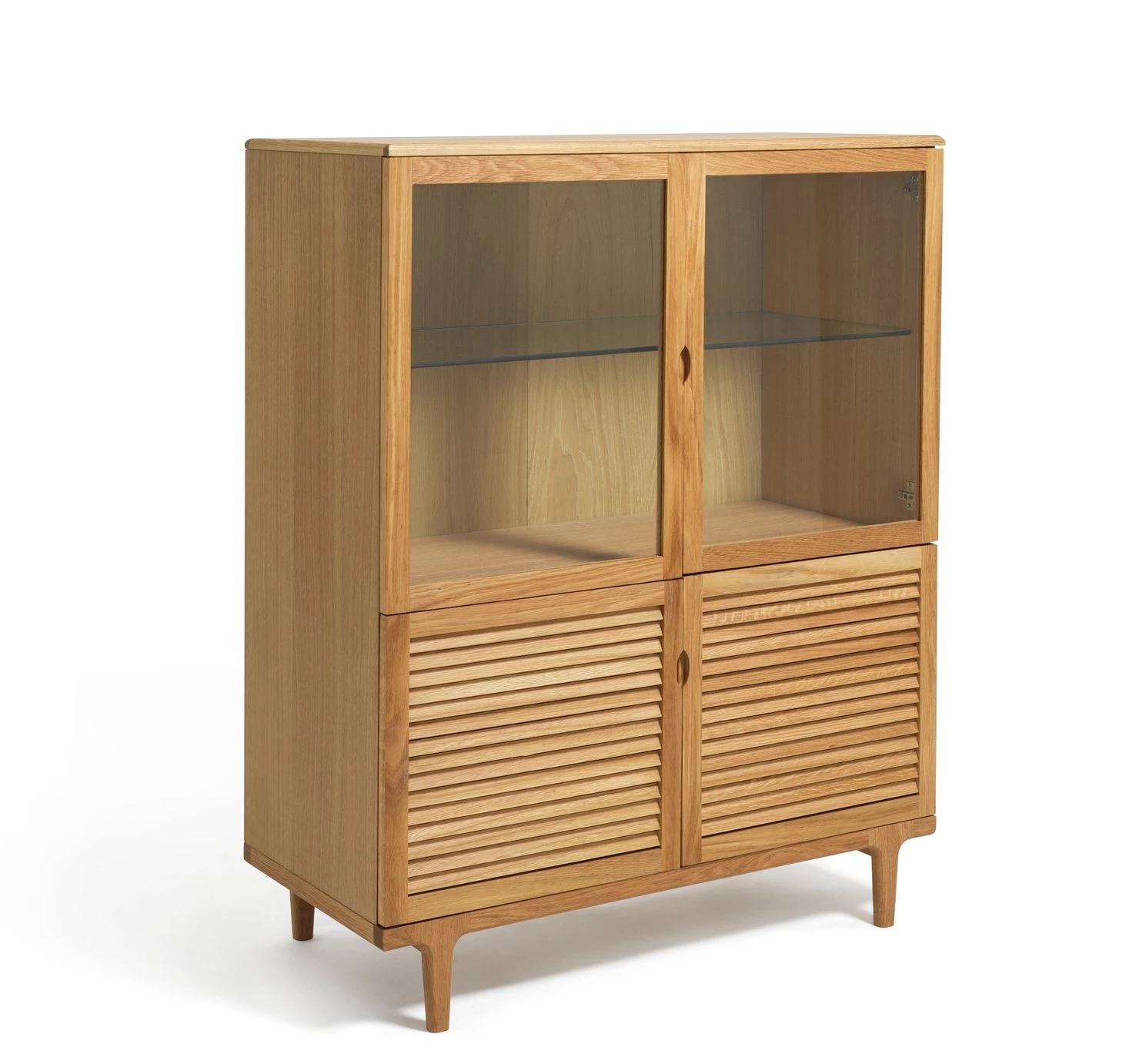 Best Price - Habitat Oiled 2 Door Glass Display Cabinet Oak Display Cabinets