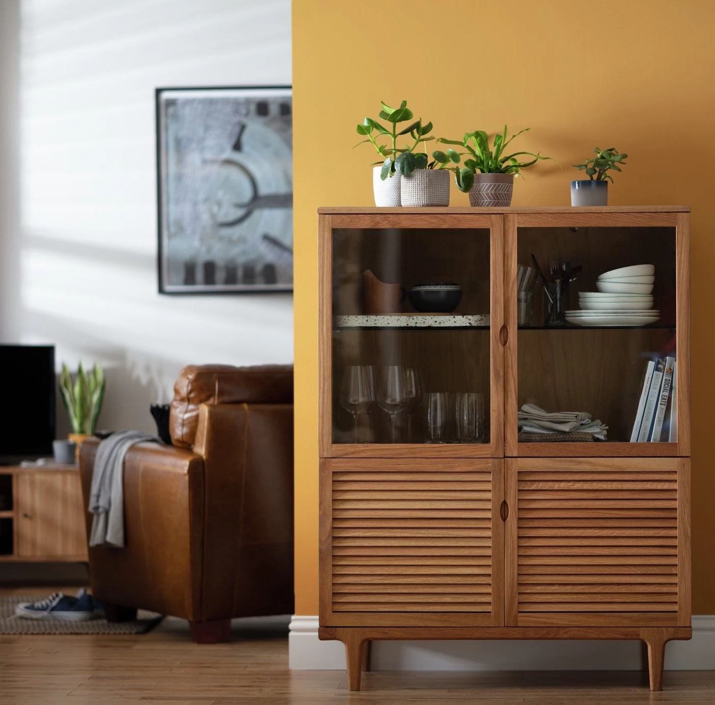 Best Price - Habitat Oiled 2 Door Glass Display Cabinet Oak Display Cabinets - Image 2