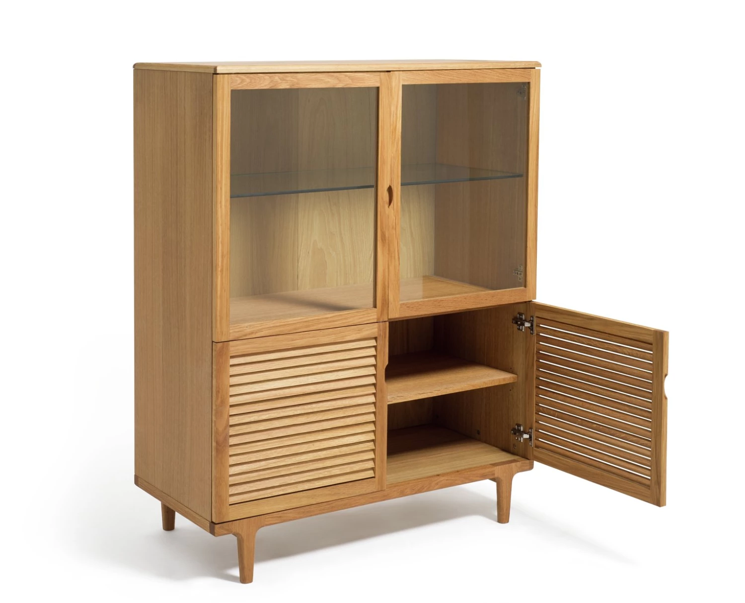 Best Price - Habitat Oiled 2 Door Glass Display Cabinet Oak Display Cabinets - Image 5