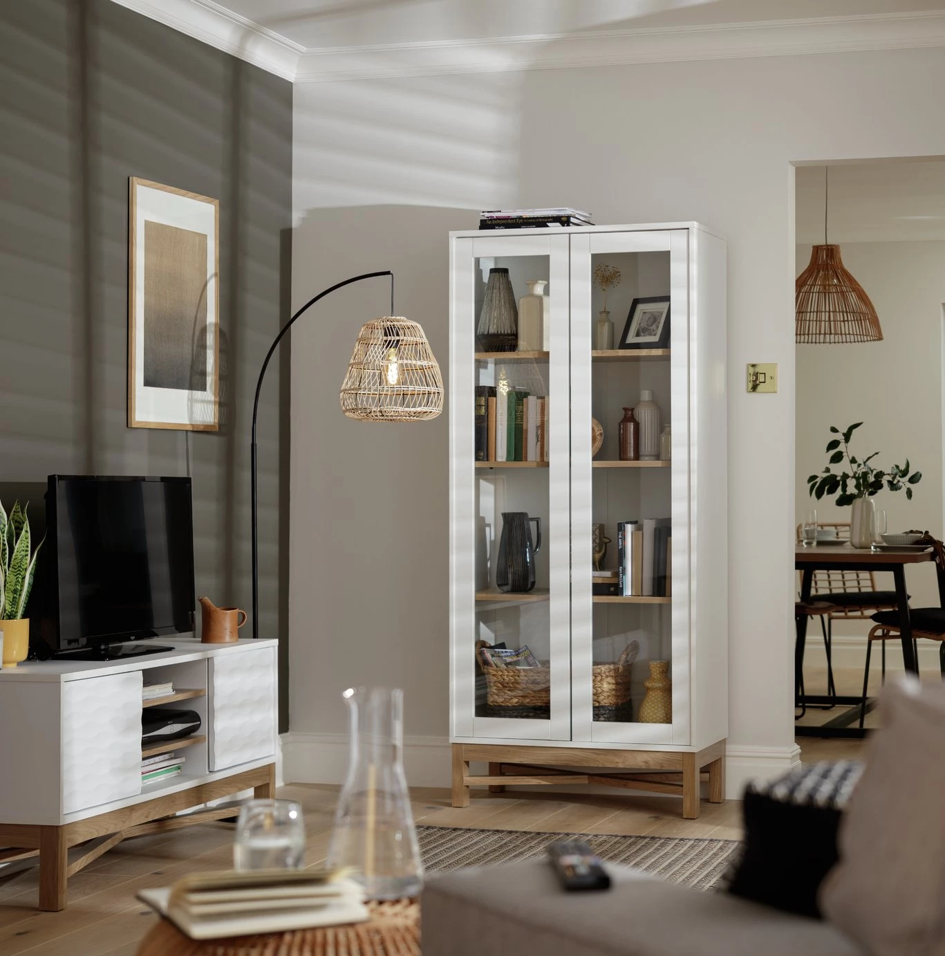 Free Shipping - Habitat Zander Display Unit White & Oak Effect Display Cabinets - Image 2