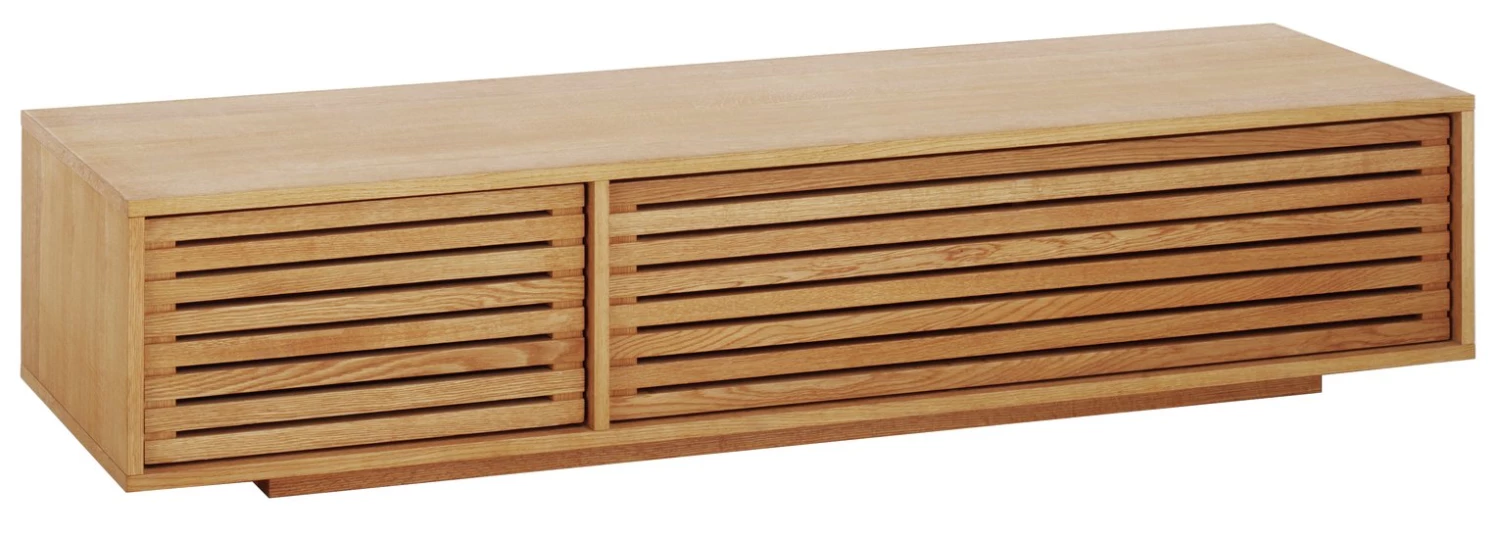 Free Shipping - Habitat Max Slatted 2 Door TV Unit Oak Furniture