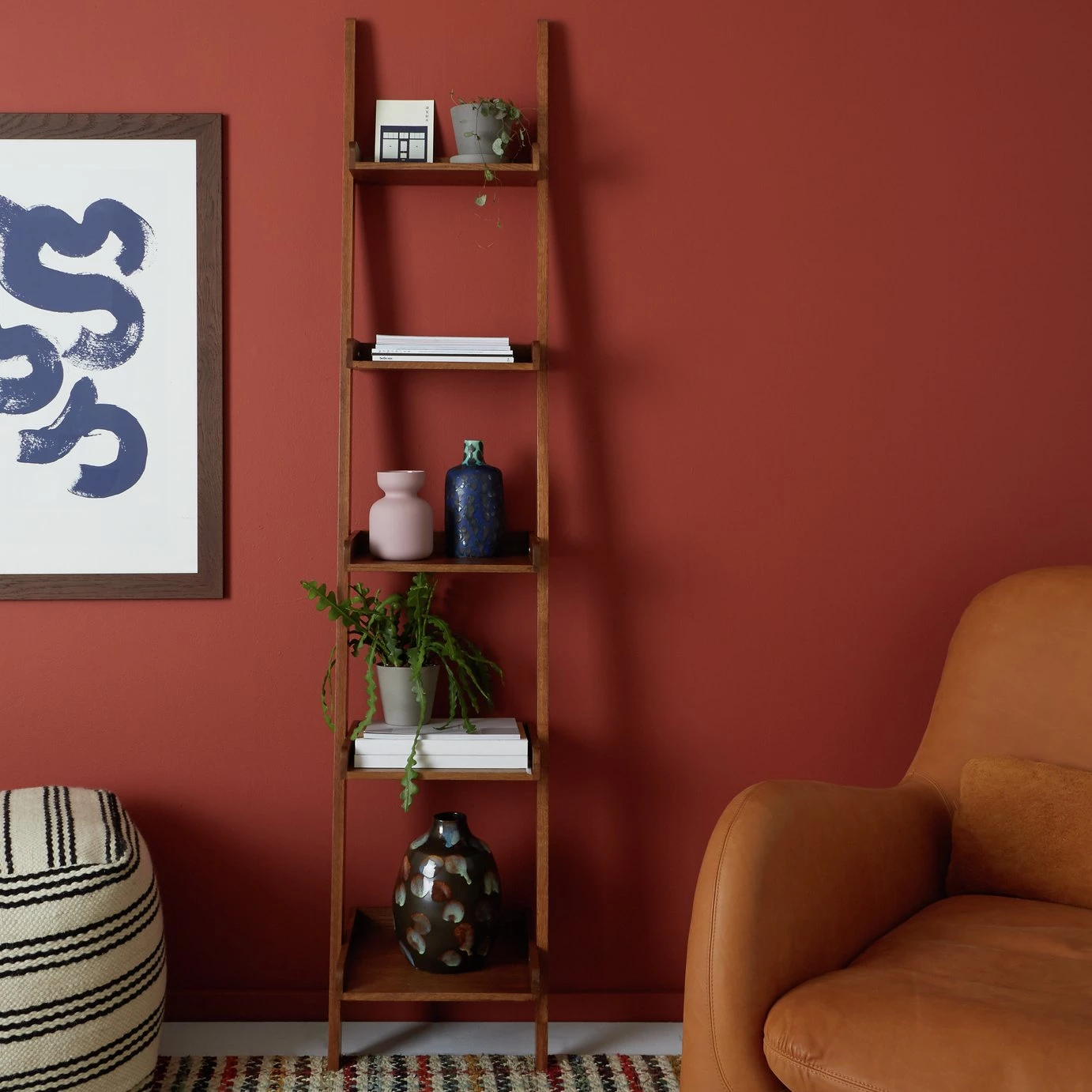 The Surprise Price - Habitat Jessie Tall & Narrow Ladder Shelf Walnut Veneer Bookcases And Shelving - Image 3