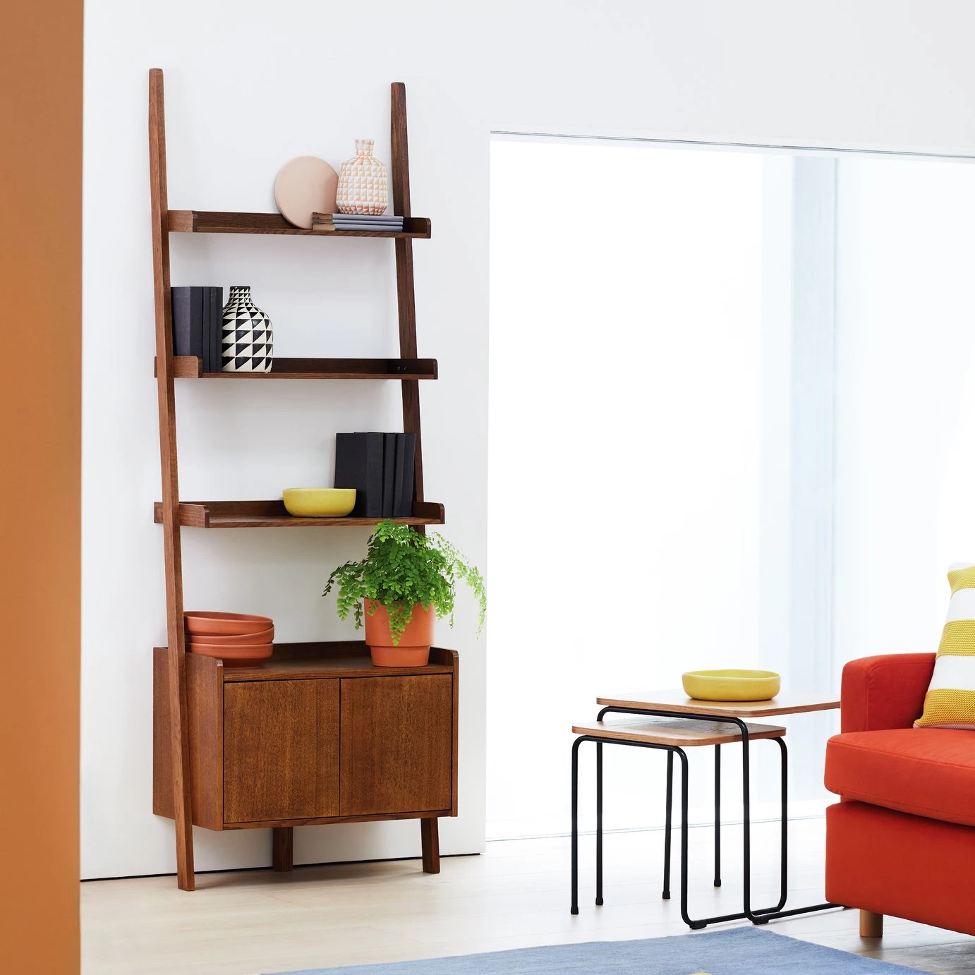 On Sale - Habitat Jessie 2 Door Ladder Shelf Walnut Bookcases And Shelving - Image 2