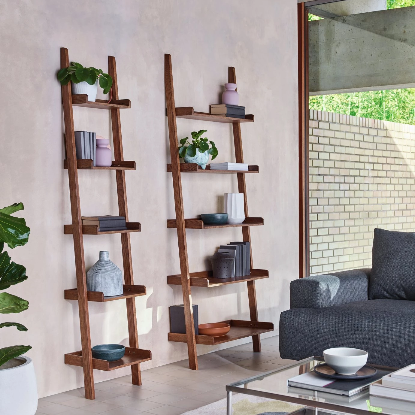 The Surprise Price - Habitat Jessie Tall & Narrow Ladder Shelf Walnut Veneer Bookcases And Shelving - Image 5