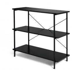 Best Price - Habitat Huckley 3 Tier Steel Shelving Unit Black Bookcases And Shelving