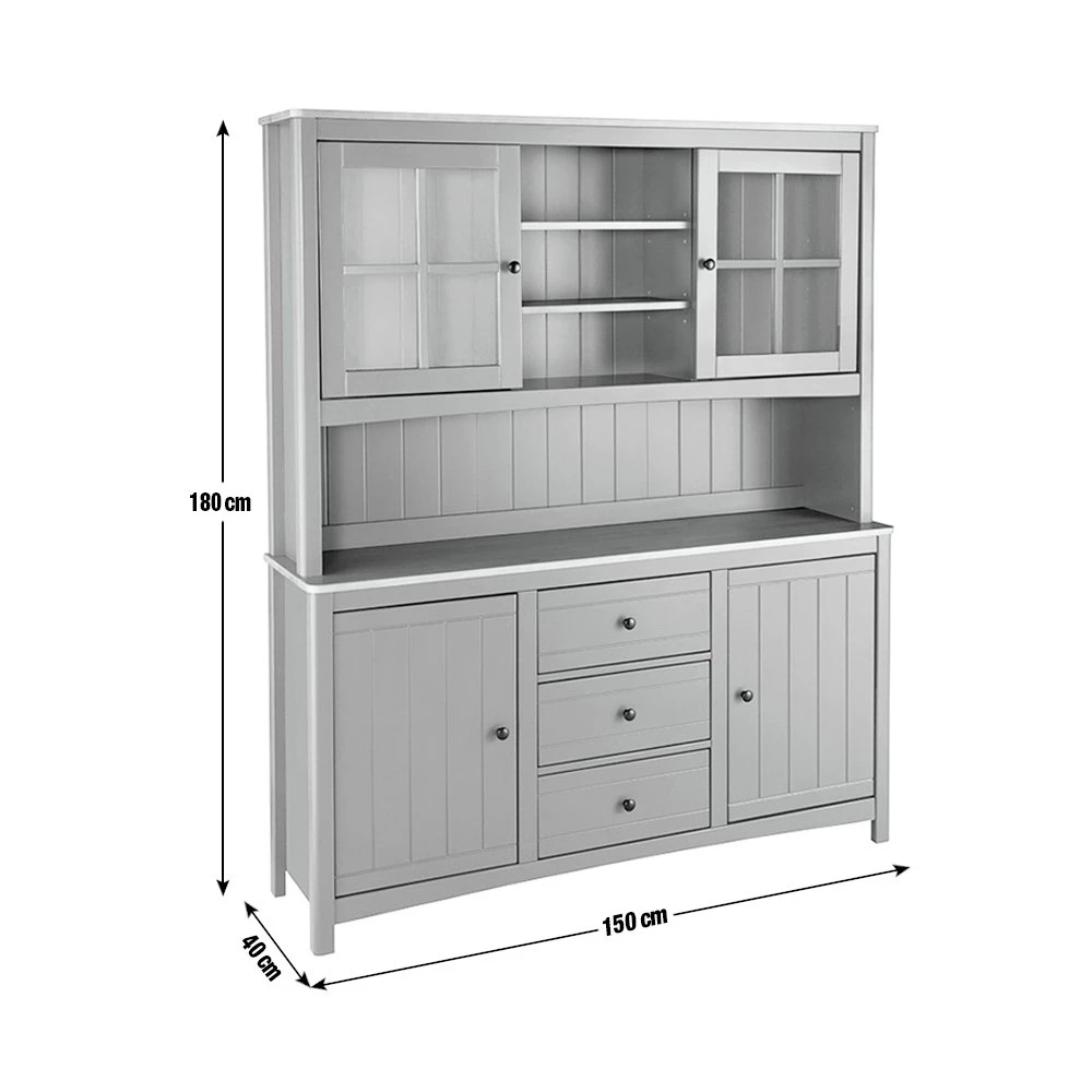 Discount - Habitat Bournemouth 4 Door 3 Drawer Sideboard Light Grey Sideboards - Image 11