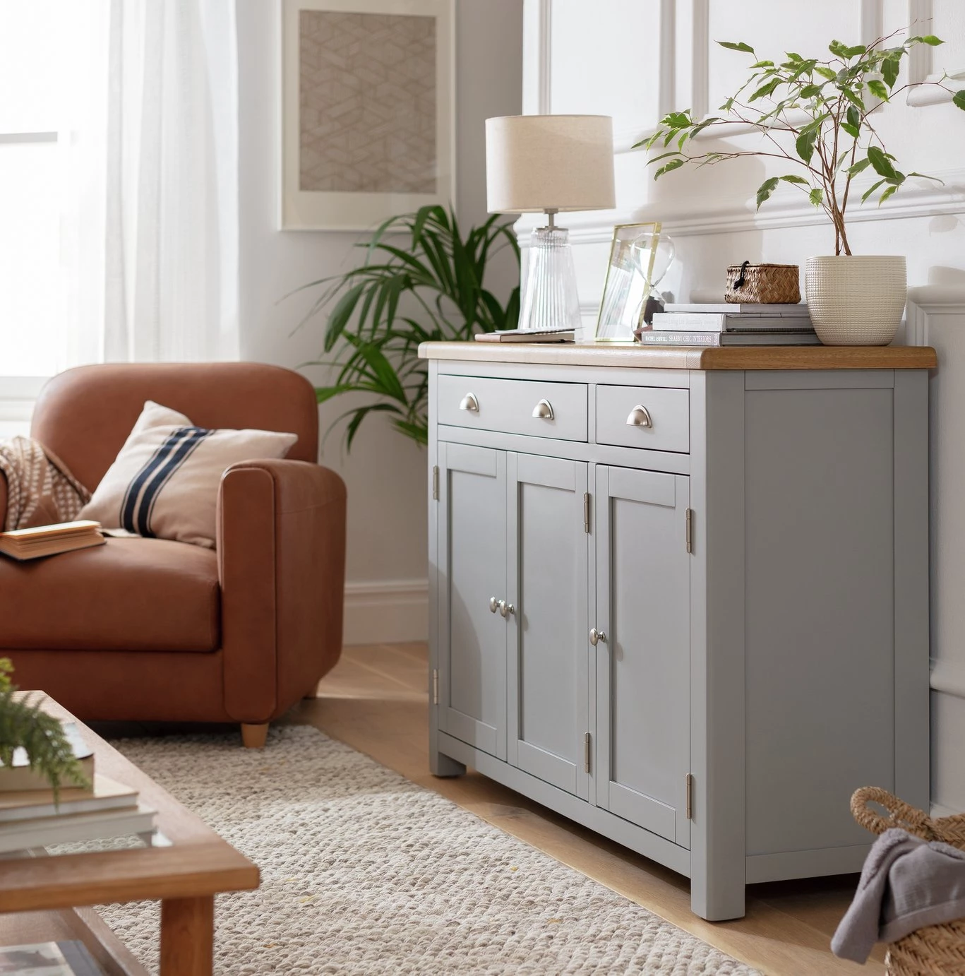 Best Price - Habitat Kent 3 Door 2 Drawer Sideboard Light Grey Sideboards - Image 2