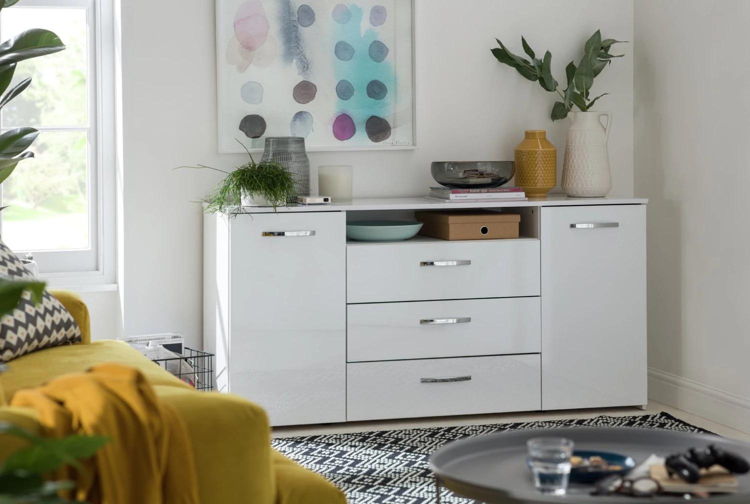 Flash Sale - Habitat Hayward 2 Door 3 Drawer Sideboard White Gloss Sideboards - Image 2