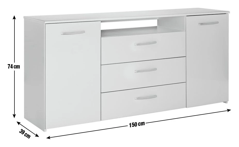 Flash Sale - Habitat Hayward 2 Door 3 Drawer Sideboard White Gloss Sideboards - Image 9