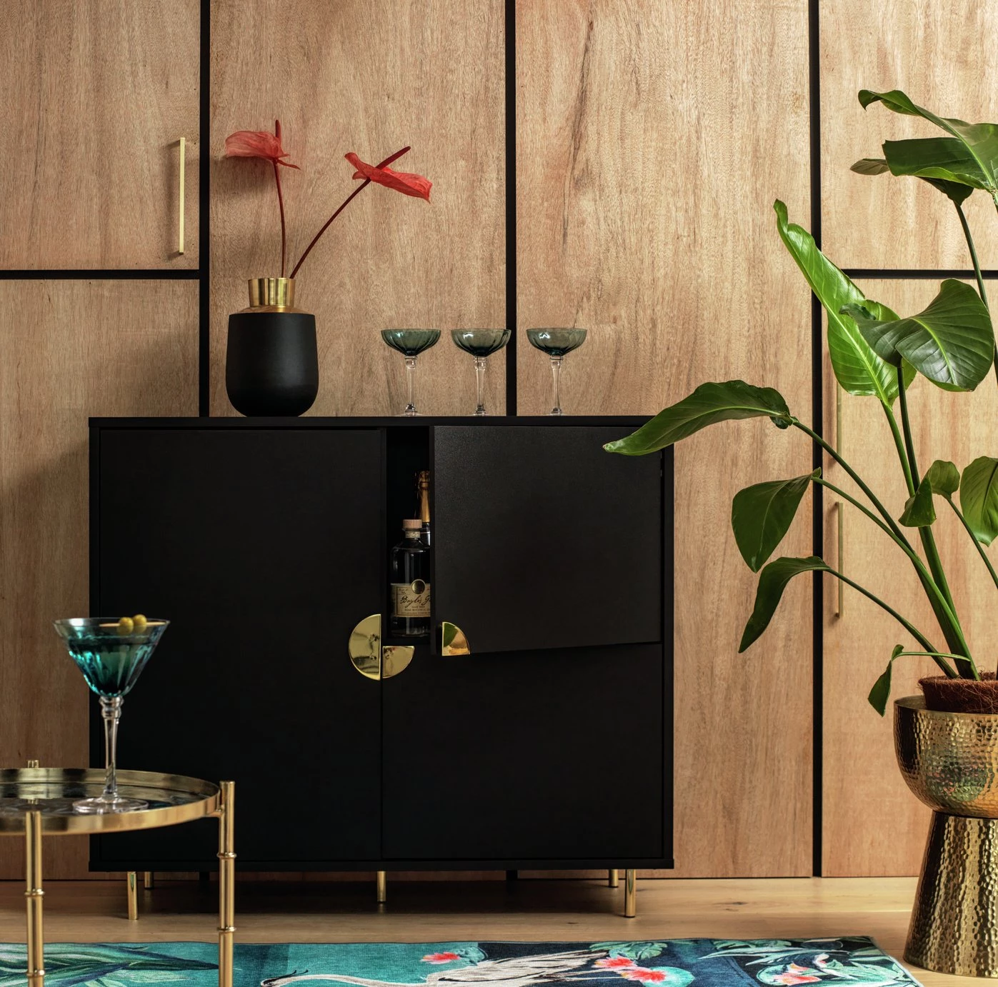 Discount - Habitat Nara 3 Door Drinks Cabinet Black Sideboards - Image 2